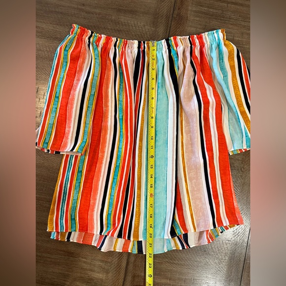 NEW Mossimo Womens Watercolor Stripe Off The Shoulder Flutter Sleeve Top ~M NWT - Picture 6 of 12